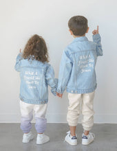 Load image into Gallery viewer, What a Friend in Jesus Kids Denim Jacket