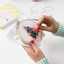 Load image into Gallery viewer, Christmas Tree Embroidery Hoop Kit: Pink