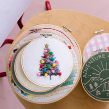 Load image into Gallery viewer, Christmas Tree Embroidery Hoop Kit: Pink