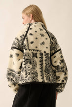 Load image into Gallery viewer, Floral Sherpa Fleece Half-Zip Pullover Jacket