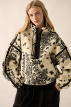 Load image into Gallery viewer, Floral Sherpa Fleece Half-Zip Pullover Jacket