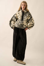 Load image into Gallery viewer, Floral Sherpa Fleece Half-Zip Pullover Jacket