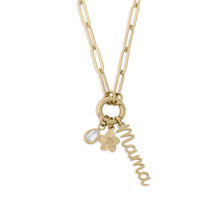 Load image into Gallery viewer, 18K Gold Stainless Steel Mama Charm Holder Necklace Gift Set: Gold