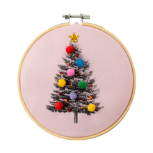 Load image into Gallery viewer, Christmas Tree Embroidery Hoop Kit: Pink