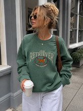 Load image into Gallery viewer, Embroidered Retriever Club Sweatshirt: HEATHER GREEN