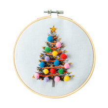 Load image into Gallery viewer, Christmas Tree Embroidery Hoop Kit: Pink