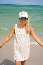 Load image into Gallery viewer, Meet Me At The Beach Yellow/Blue Hat: Blue Stripe Trucker Hat