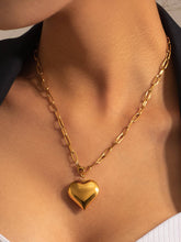 Load image into Gallery viewer, Paris 18K Gold Non-Tarnish Large Heart Chain Necklace: Yellow Gold / Link Chain
