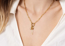 Load image into Gallery viewer, 18K Gold Stainless Steel Mama Charm Holder Necklace Gift Set: Gold
