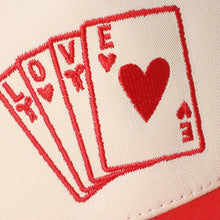 Load image into Gallery viewer, Romantic LOVE Card Embroidery Two-Tone Trucker Hat
