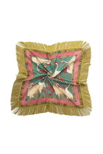 Load image into Gallery viewer, Fringed Crane Print Square Scarf: GREEN / One Size

