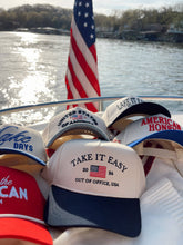 Load image into Gallery viewer, Take it Easy Vintage Trucker Hat: Navy
