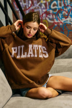 Load image into Gallery viewer, "PILATES" Mock Neck Sweatshirt: Brown
