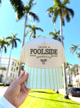 Load image into Gallery viewer, Palms &amp; Poolside - Green Stripe Trucker Hat
