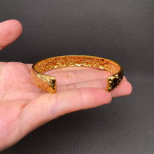Load image into Gallery viewer, Flower Texture 18K Gold Plated Stainless Steel Cuff
