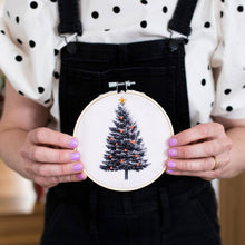Load image into Gallery viewer, Christmas Tree Embroidery Hoop Kit: Pink
