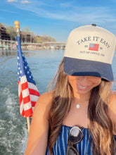 Load image into Gallery viewer, Take it Easy Vintage Trucker Hat: Navy
