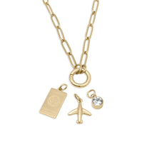 Load image into Gallery viewer, Gold Stainless Steel Travel Charm Holder Necklace Gift Set: Gold
