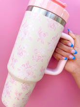 Load image into Gallery viewer, Cream &amp; Pink Floral 40oz Tumbler
