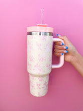 Load image into Gallery viewer, Cream &amp; Pink Floral 40oz Tumbler
