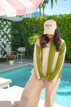 Load image into Gallery viewer, Palms &amp; Poolside - Green Stripe Trucker Hat
