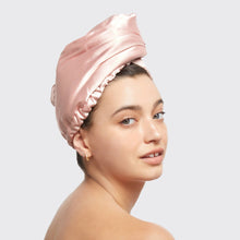 Load image into Gallery viewer, Satin-Wrapped Hair Towel - Blush

