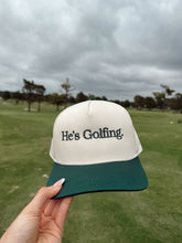 Load image into Gallery viewer, He&#39;s Golfing - Green Vintage Trucker Hat 
