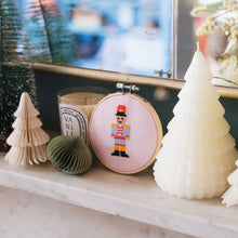 Load image into Gallery viewer, Christmas Nutcracker Cross Stitch Kit: Light Pink With Multicoloured Thread
