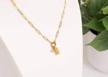 Load image into Gallery viewer, Gold Stainless Steel Travel Charm Holder Necklace Gift Set: Gold
