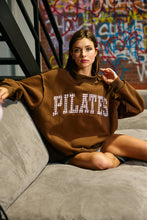 Load image into Gallery viewer, "PILATES" Mock Neck Sweatshirt: Brown
