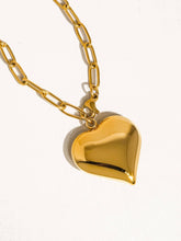 Load image into Gallery viewer, Paris 18K Gold Non-Tarnish Large Heart Chain Necklace: Yellow Gold / Link Chain
