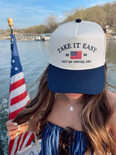 Load image into Gallery viewer, Take it Easy Vintage Trucker Hat: Navy
