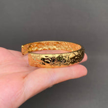 Load image into Gallery viewer, Flower Texture 18K Gold Plated Stainless Steel Cuff
