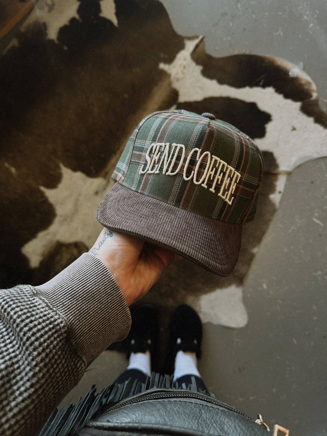 Send Coffee Corduroy Trucker Hat