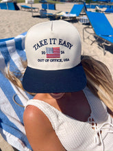 Load image into Gallery viewer, Take it Easy Vintage Trucker Hat: Navy
