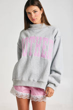 Load image into Gallery viewer, Mother Mock Neck Sweatshirt- Pink &amp; Heather gray
