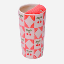 Load image into Gallery viewer, Cherry Ceramic Travel Coffee Tumbler-Portable Coffee Mug-Cup

