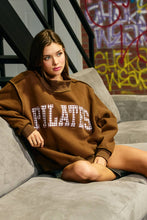 Load image into Gallery viewer, "PILATES" Mock Neck Sweatshirt: Brown
