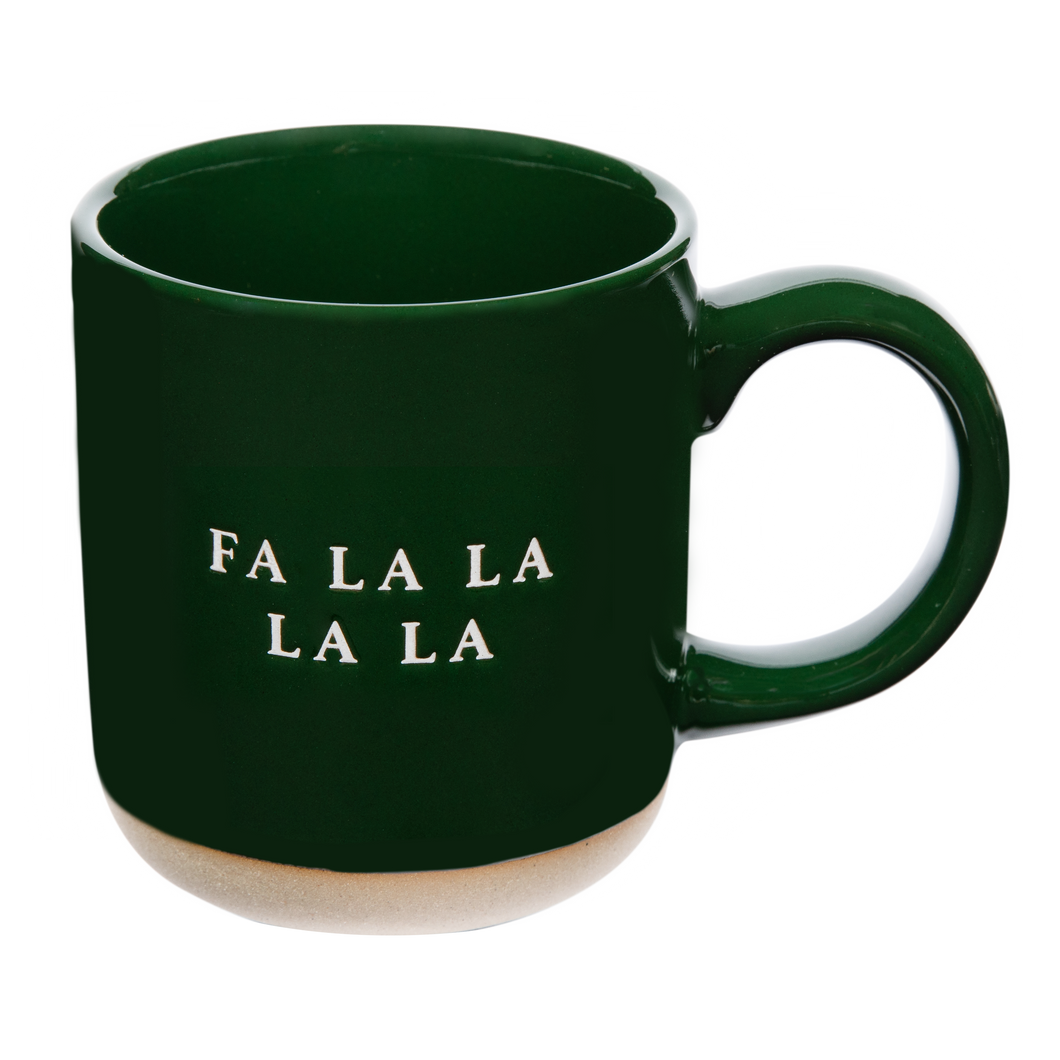 Fa La La Stoneware Coffee Mug - Christmas Decor & Gift